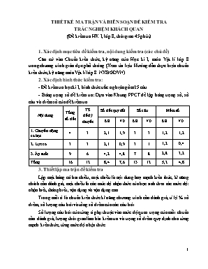 Đề kiểm tra học kì 1 môn Vật lí Lớp 8